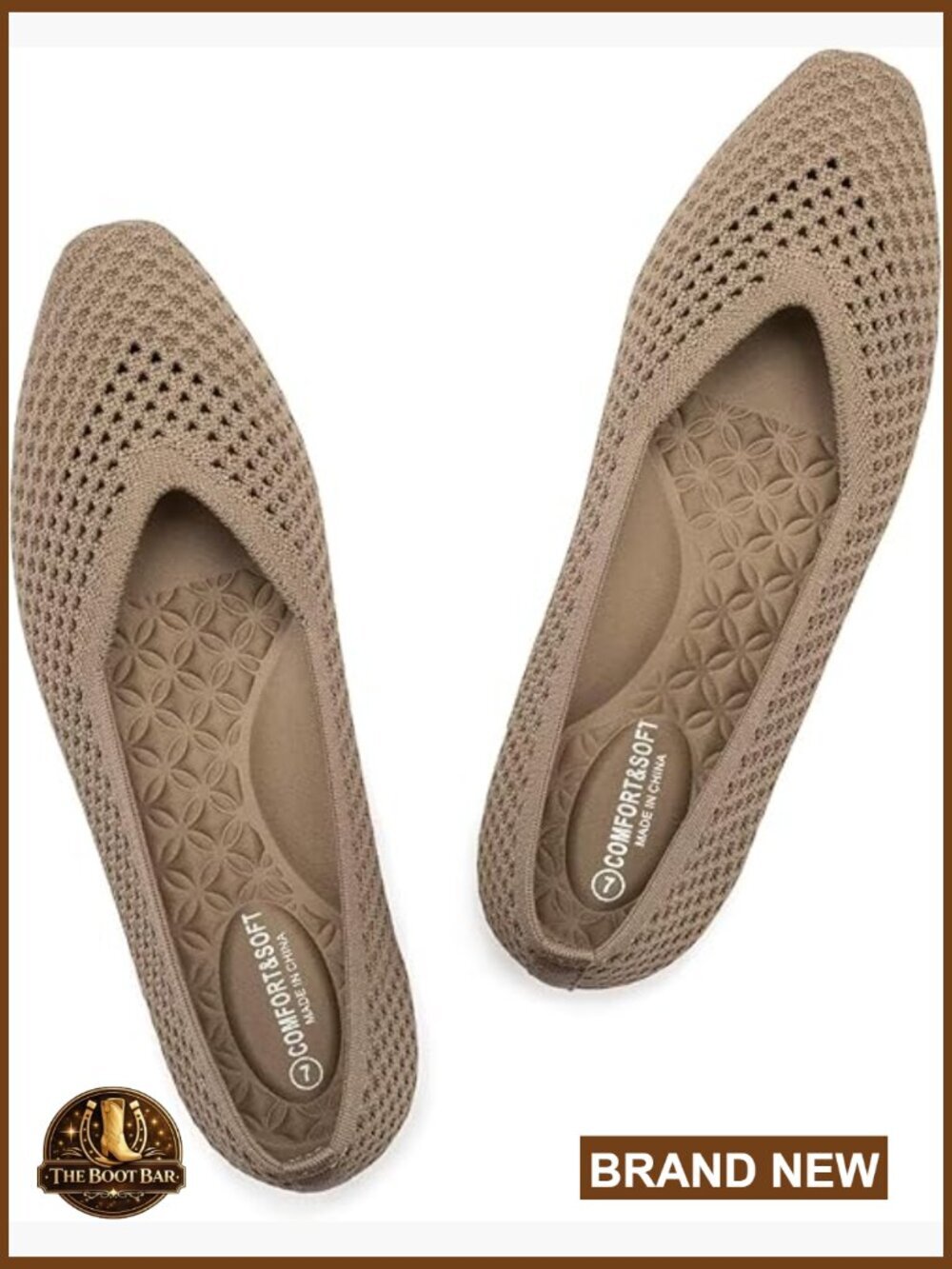 Women's Square-Toe Knit Mesh Flats with Arch Support Slip on Washable Ballet